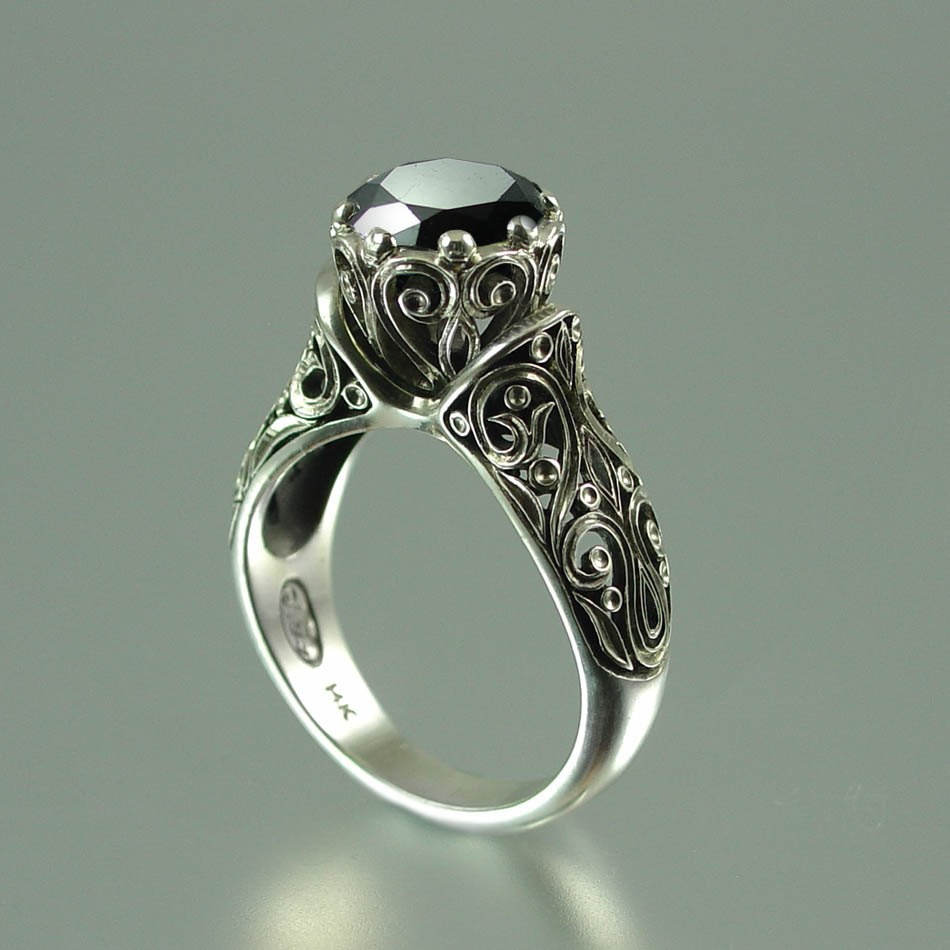 Antique engagement rings with black diamond